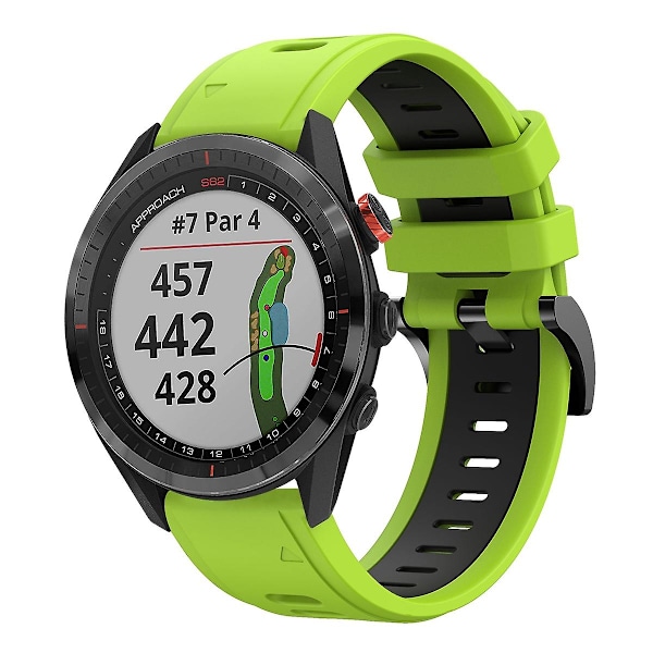 Silikonklokkereim for Garmin Approach S62 For Garmin Approach S62 Lime Green   Black