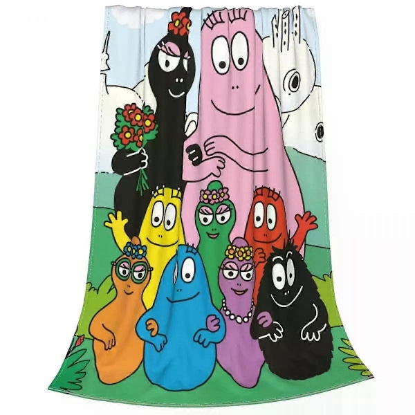 Les Barbapapa Familj Flanell Filt Söt Tecknad Anpassad Pläd Filt för Soffa Sängkläder Lounge Matta Bit[HK] 125x100cm