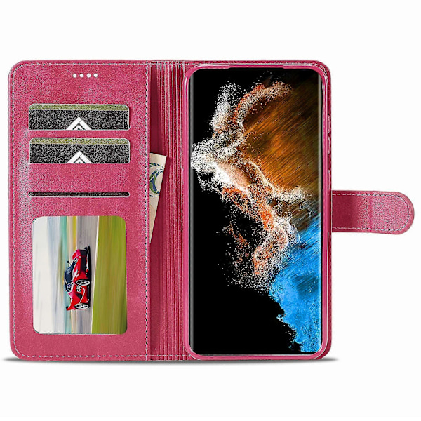 LC.IMEEKE Fodral till Samsung Galaxy S24 Anti-fall Läderplånbok Mobilskal [HK] Rose