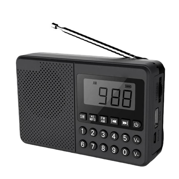 Fm/am/sw Mp3 Radio Dual Antenni Full Band Handheld MP3-soitin Led-näyttö 2.1-kanavainen tuki USB S([HK])