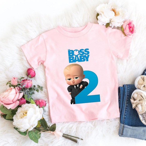 Unisex The Boss Print T-skjorte[HK] 5T-110CM / 0270-Pink