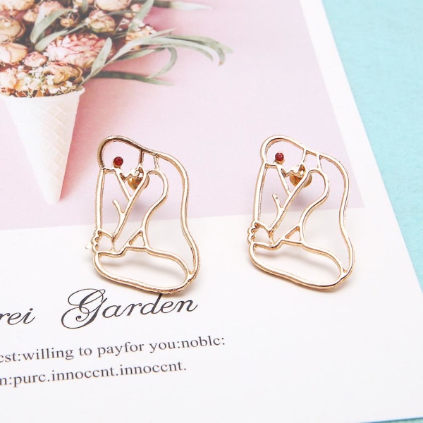 Fashion Human Face Women Stud Earrings Punk Hollow Abstract Metal Pendant