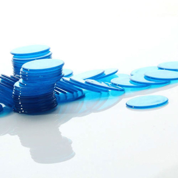 100 stk. blå plastikbingochips 3 cm [HK]