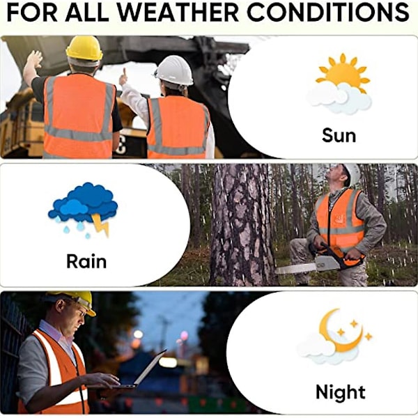Hög synlighet Reflekterande Säkerhetsväst, Hög Synlighet Ljus Neon Färg Med 4 Reflekterande Remsor Fickor [HK] Orange-red