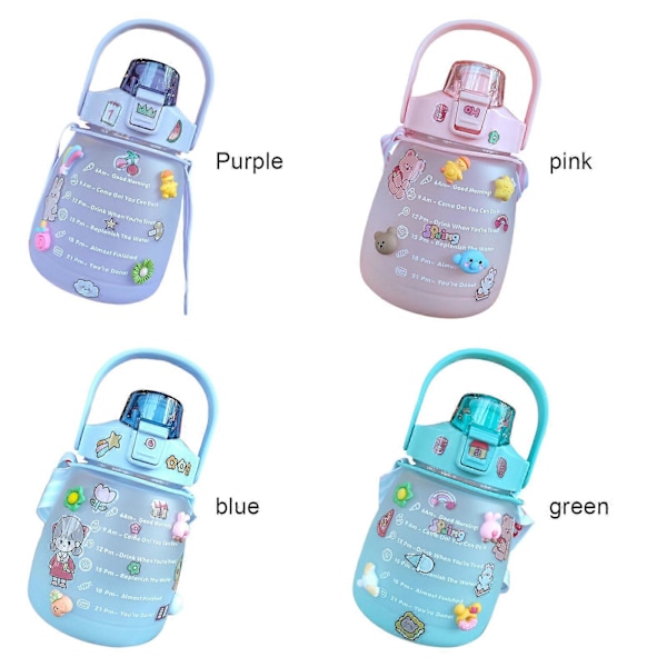 1300 ml juomapullo pillillä ja motivoivalla aikamerkinnällä, BPA-vapaa Tritan-muovi, tiivis muotoilu urheiluun ja ulkoiluun [HK]