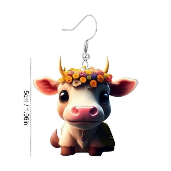 Øreringe Søde Ko Dyre Dråbeøreringe Gårdsdyr Dingle Krogøreringe Ko Smykker Dyreøreringe Ko Gårdsdyr Dingle Krog [HK] earrings 2