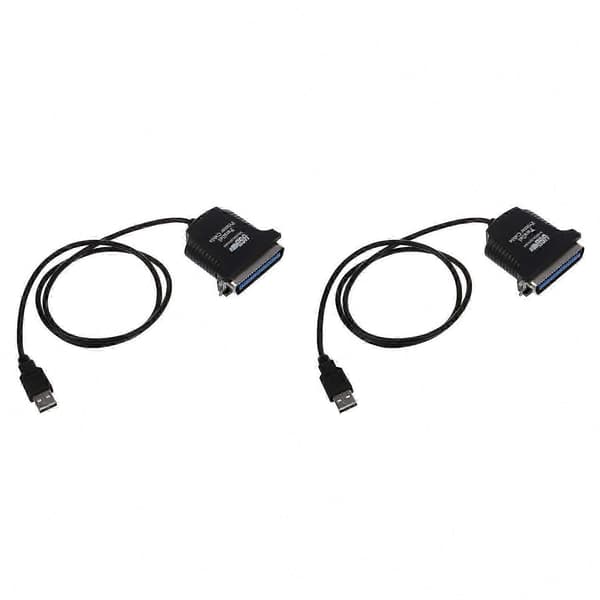 Dobbel USB til 36-pin parallell skriverkabeladapter[HK] Black