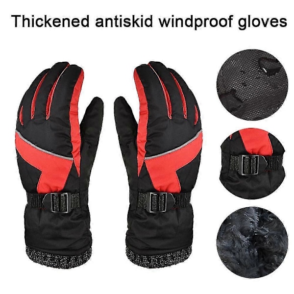 Touchscreen Varme Vandtætte Ridehandsker Tykkere Voksen Kolde Vinter Udendørs [HK] Style2 Black