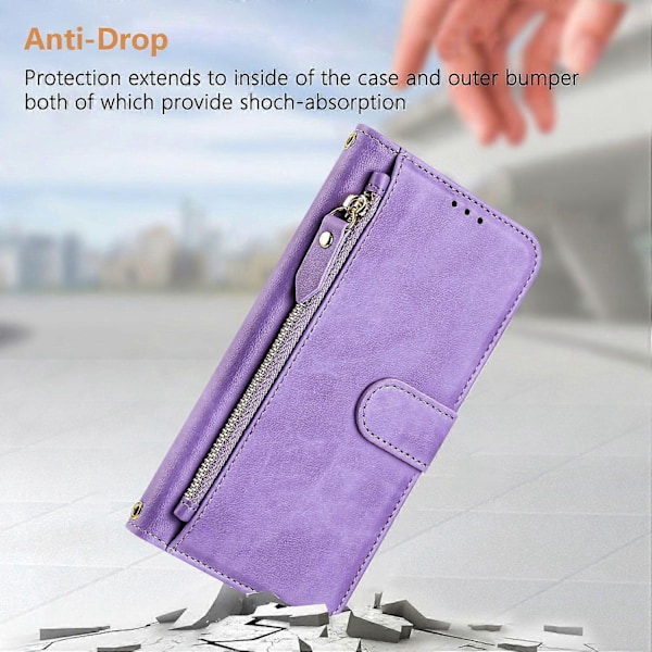 Kotelo Xiaomi Redmi 14R 5G Xiaomi Poco C75 4G Xiaomi Redmi 14C 4G -puhelimille, vetoketjutasku, useita korttipaikkoja [HK] Purple Multicolor