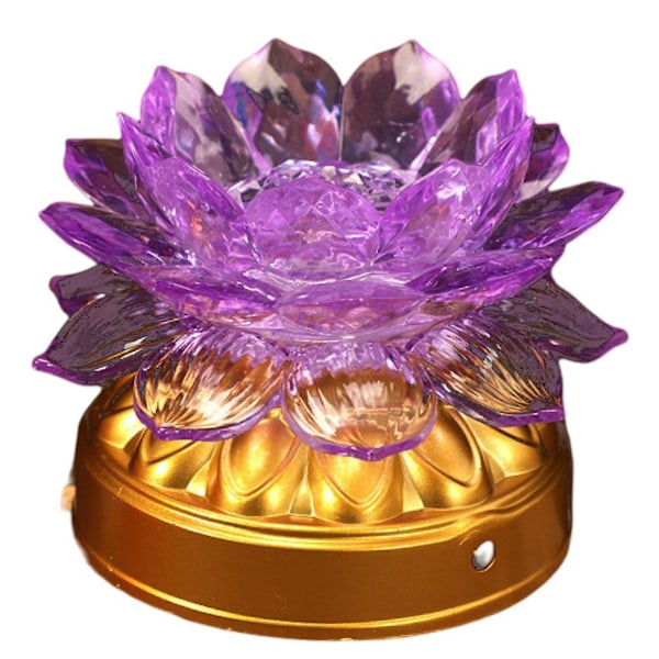 Fargerik Lotuslampe Levende Farge Batteridrevet Flimmerfri Realistisk Utseende Kompakt Størrelse LED Buddha Lotuslampe Skrivebordsdekorasjon Hjem[HK] Purple