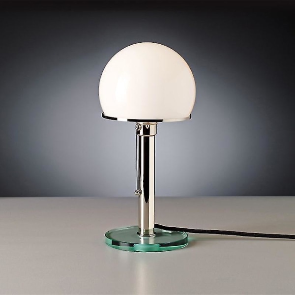 Nordic Bedroom Bedroom Led-pöytävalaisin Designer Bauhaus Lamp Yksinkertainen lasinen pöytävalaisin olohuoneeseen Ainutlaatuinen valaistus[hk] UK PLUG Glass Base