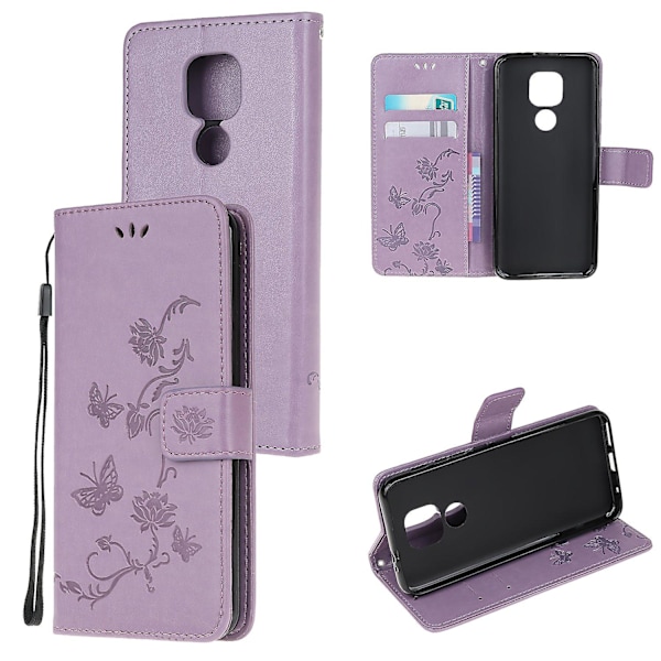 Imprint Plånboksfodral Läder Mobilskal för Motorola Moto G9 Play/Motorola Moto E7 Plus[HK]