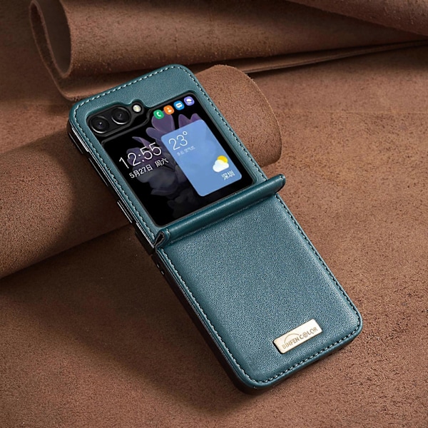 för Samsung Galaxy Z Flip 6 Skal Läder Flip Fodral för Män Kvinnor, Anti-Repor Tåligt Skyddande Telefonfodral för Samsung Galaxy Z Flip 6[HK] black