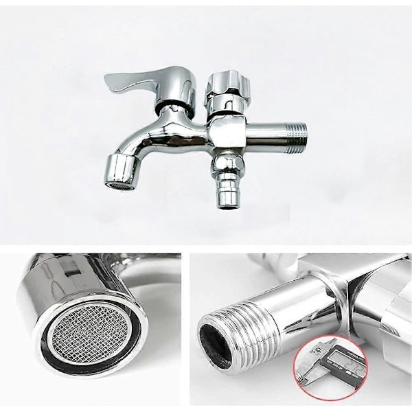 \"Kaksoishana, kaksoisulostulolla varustettu puutarhahana, korkealaatuinen seosmetallihana, ohjaa kaksoisulostulolla varustettua puutarhahanaa 1/2' liitäntä 1/2[HK]