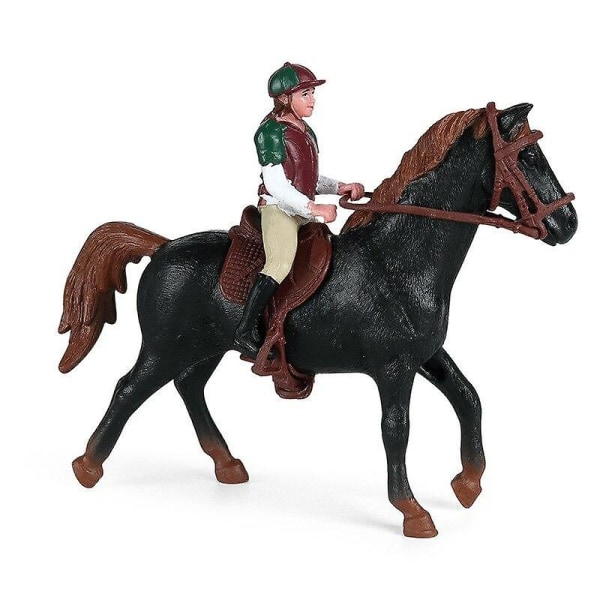 Hule gård mennesker dyrefigurer legetøj ride hest figur rytter action figurer model uddannelsesmodel dukke til børn gave[HK] Black