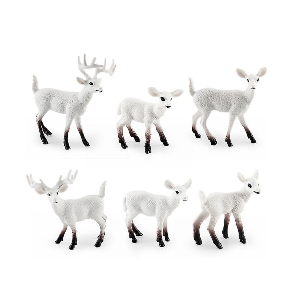 Realistisk Wild Life Dyr Woodland Creatures Figur Elg Okse, Reinsdyr,sika Hjort Familiefigurer Lekesett Leker Cake Toppers[HK] reindeer 3pcs