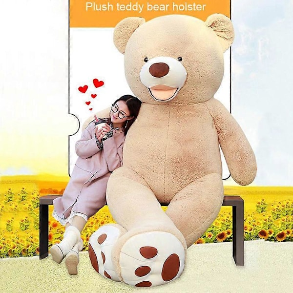 Nallebjörn Stor Fylld Leksak Överdrag Enormt Skinn DIY Dockor Plysch Mjuk Present Till Jul [HK] Beige (only cover) 1m