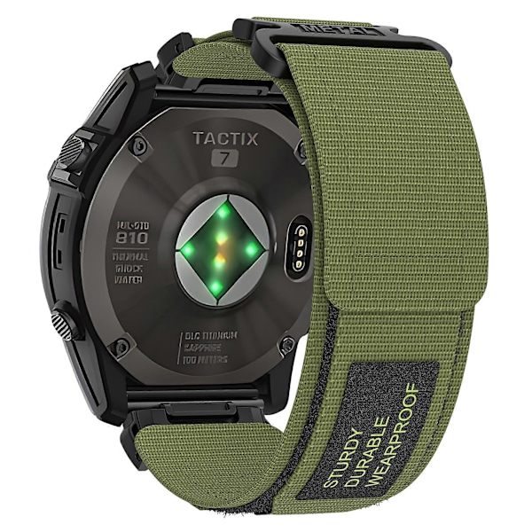 For Garmin Tactix 7 Pro/ Fenix 7X/ 6X Pro/ 5X Plus Klokkereim 26mm Nylon Armbånd[HK] Army Green