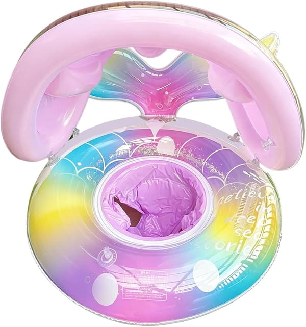 Pool Float til Børn, Oppustelig Flydering med Kaleche, Rørlegetøj til Drenge Piger, Have, Baghave, Gårdhave, Terrasse, Strand, Sommer S[HK] Pink