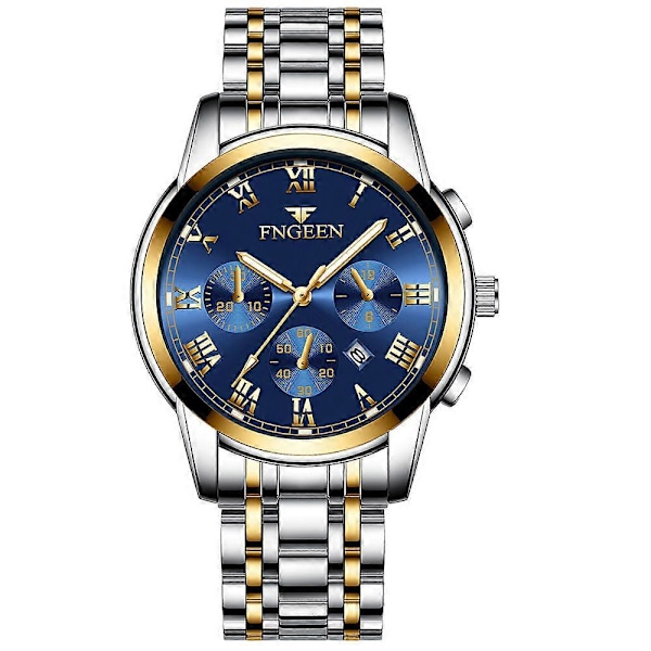 Herre Formelle Afslappede Business Armbåndsure Vandtæt Rustfrit Stål Analog Kvarts Selvlysende Armbåndsur[HK] Blue Dial