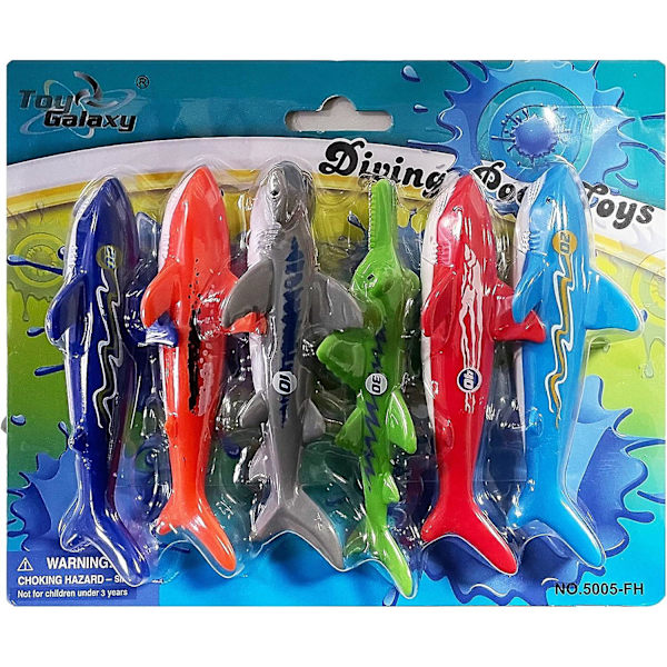 Barnebasseng Dykkelekesett, Øv Dykking Og Svømming, Undervanns Flerfarget Synkende Blekksprut (sett med 6)[HK] multicolor shark