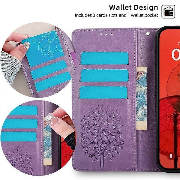 TCL 505 -kotelon lompakkoteline nahkainen kukka puhelinkuori tukkumyyjä [HK] Style B Multicolor
