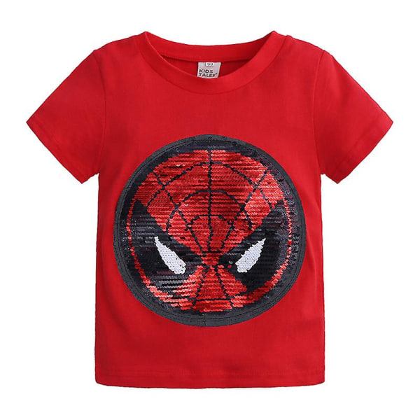 Lasten lyhythihainen T-paita Boy Spiderman T-paita Captain America's Shield Top baby Lasten kuviolliset vaihdettavat paidat[HK] Red 100