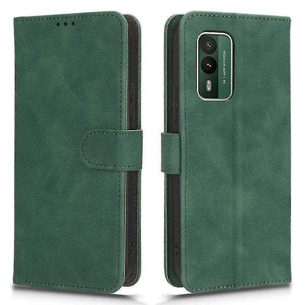 Til Nokia XR21 Anti-drop PU Læder Wallet Case Skin-touch Telefon Cover med Stand [HK] Green