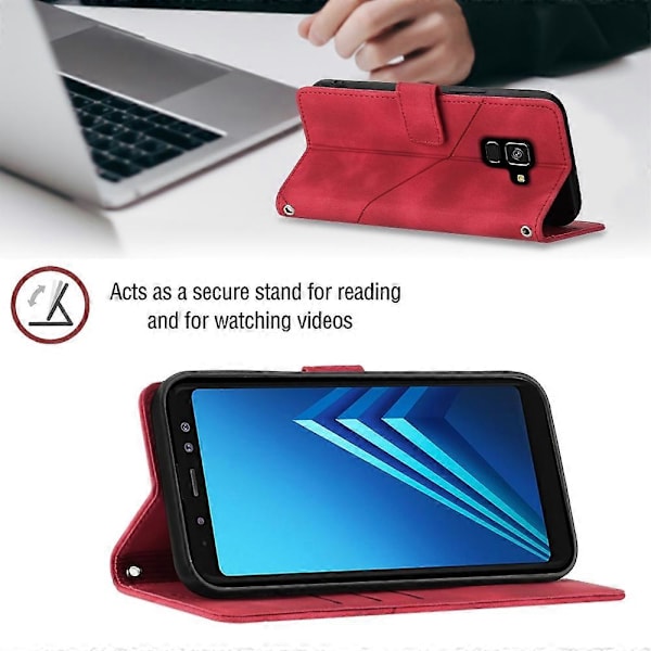 Læder Etui Til Samsung Galaxy A8+ 2018[HK] Red