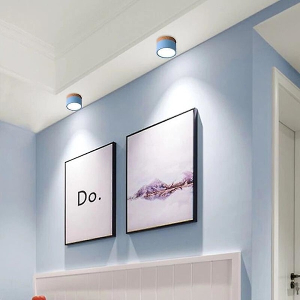 Led loftslampe dæmpbar 7w 9w overflademonteret loftslampe træ moderne lys spotlight soveværelse stue homekit bbulb[HkkK] Gray 7W white light
