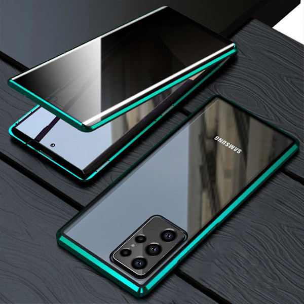 S23 Ultra Yksityisyys Magneettikotelo, Kaksipuolinen Luottamuksellinen Kotelo Vakoilunesto Magneettiadsorptio Metallikehys Karkaistu Lasi Yksityisyysnäyttö [HK] green