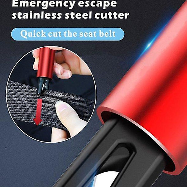 HK  Sikkerhed hammer bilrude knuser aluminiumlegering multifunktionel mini bil sikkerhed hammer red