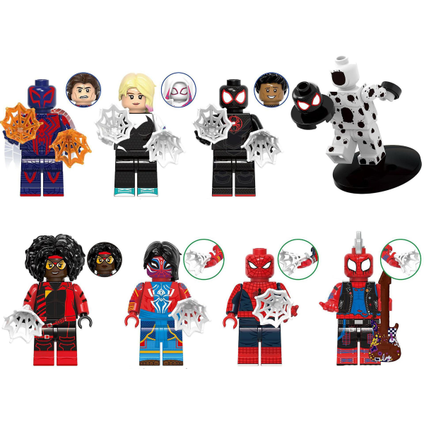 8 stk/sæt Marvel Spiderman Miles Gwen Series Action Minifigur byggeklodser Legetøj Gave til børn[HK]
