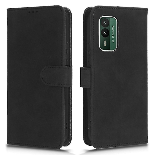 För Nokia XR21 Anti-fall PU Läder Plånboksfodral Hudvänligt Telefonskal med Ställ [HK] Black