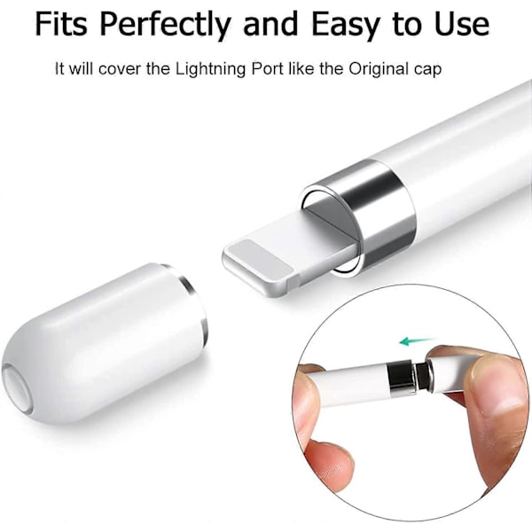 Ersättningsmagnetlock för Apple Pencil 1:a generationen iPencil Ersättningsmagnetlock för Aapple Pencil-lock (2 stycken, vit) (HK)