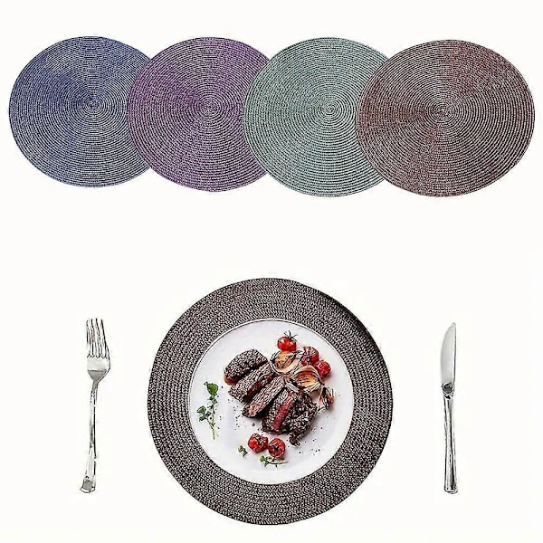 6-pack Handvävda Bordstabletter Set Halkfria Multifunktionella Bordsunderlägg Dekor för Vardagsrum Kök[HK] Blue