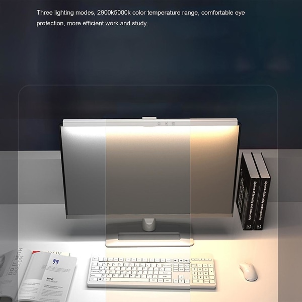 Skærmbeskyttende Lys med Trinløs Dæmpning, Øjenvenlig LED Skrivebordslampe til Computer PC Bar USB Strøm [hk] White