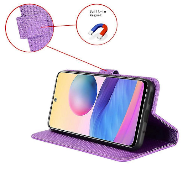 Til ZTE nubia Red Magic 8 Pro+ 5G / Red Magic 8 Pro 5G Diamanttekstur PU Læder Stand Cover Shell Flip Wallet Telefonetui[HK] Purple