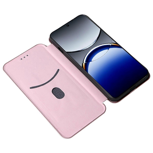 För Oppo Find X8 Pro 5G Skal Kolfibertextur Fallsäkert PU Läder Telefonskydd [HK] Rose Gold