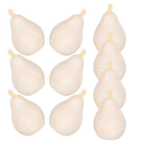 Träfrukter Hantverk Omålade Träpäron för Dekoration 10-pack Kit[HK]