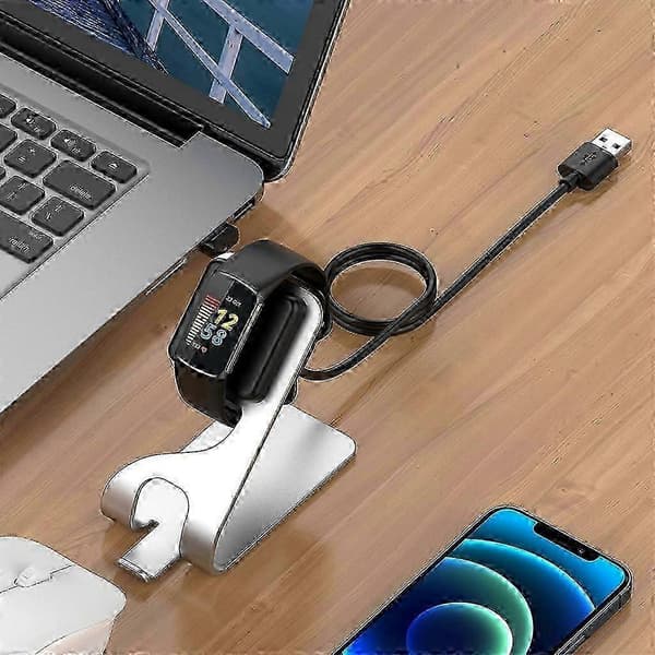Laderstativ Stasjon Base Ladeholder Brakett for Fitbit-Luxe/Charge5 Dock[HK] Gray