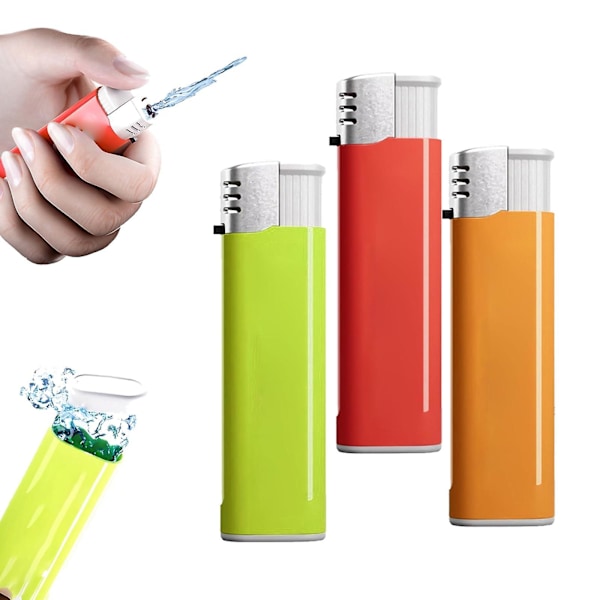 3 Pak Vandsprøjtende Lighter - Vandsprøjtende Legetøjslighter, Sjov Mini Vandpistol Trick Legetøj til Voksne, Party Prank -GSL Grøn