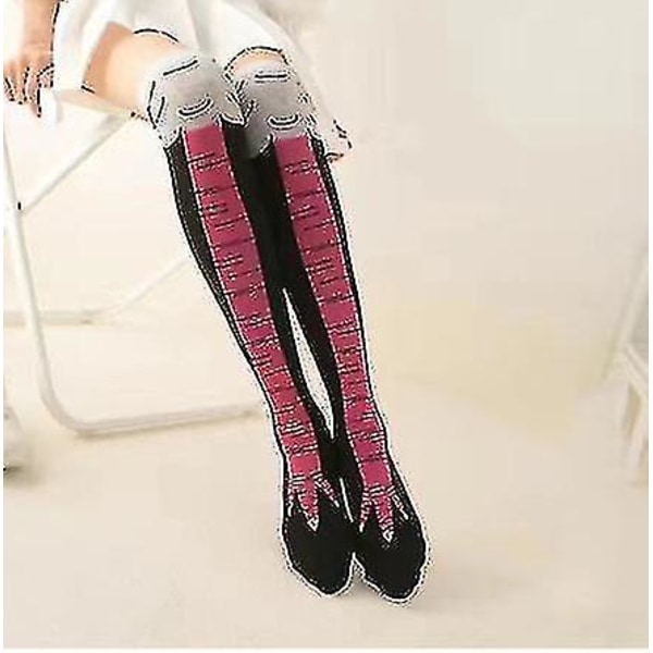 2 par kyllingfotsokker Nyhet Morsomme Galskap Kyllingbensokker Kalkunsokker Morsomme Gaver Til Fest [HK] Black red claw mid-calf