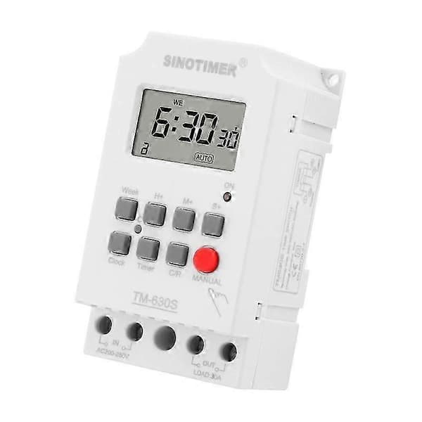 SINOTIMER TM630S-2 220V 30A Timer Switch 1 Sekunds Interval Ugentlig Programmerbart Tidsrelæ [HK] Not Specified