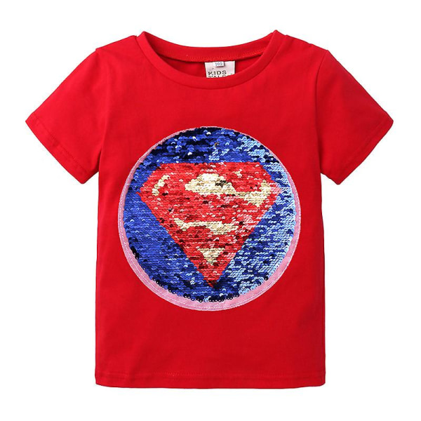Lasten kimalteleva Superman T-paita Pojan lyhythihainen Batman T-paita Lasten toppi baby Lasten paidat, kuvio vaihdettavissa[HK] Red 140