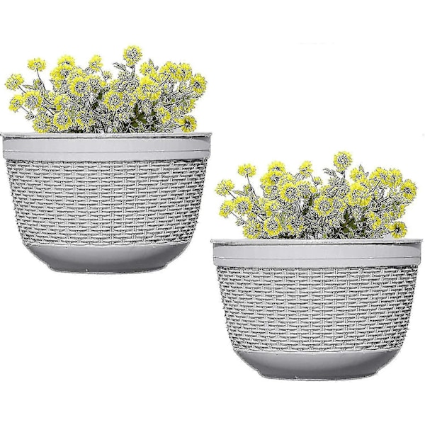 2-pack Väggmonterad Planteringskorg, Hängande Blomkruka Väggkruka Hängande Planteringskärl Väggmonterad Planteringskärl Plastblomkruka Med Dränering För I[HK]