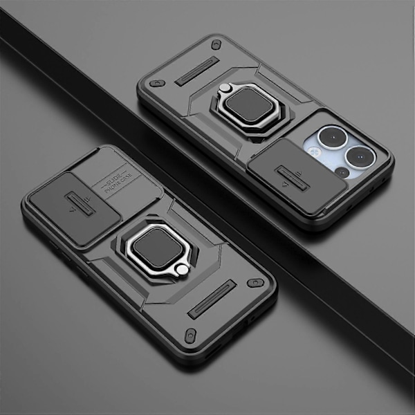Skal för Oppo Reno13 5G (Global) PC TPU Ställ Telefon Skydd med Linsskydd - Grön[HK] Black Multicolor