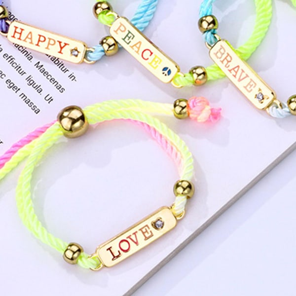 Håndlagde flettede armbånd Justerbare Bohemian Wrist Cord Letters Armbånd