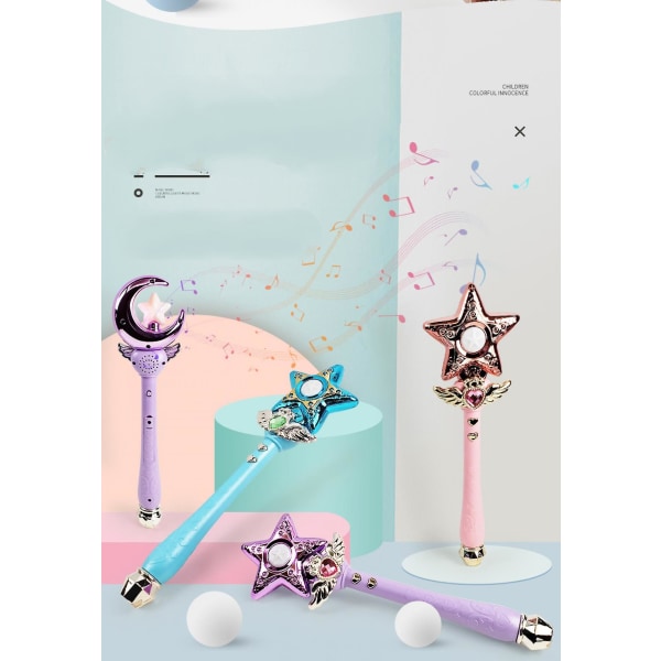 Magic Fairy Stick, Star Moon Shape Princess Stick Lasten Keijusauvat valolla ja musiikilla Sailor Moon Wand[HK]