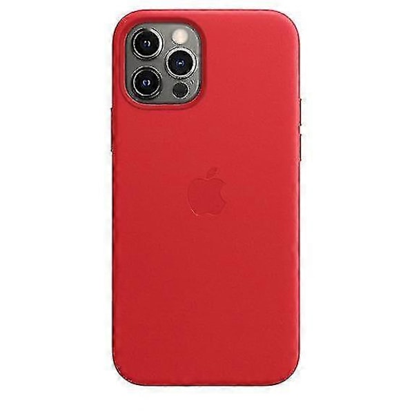 Læder Telefon Cover Til Iphone 12/12 Pro Læder Cover Med Magsafe[HK] Red